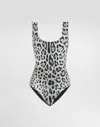 Dolce & Gabbana Leopard Print Olympic One-piece Swimsuit In Print