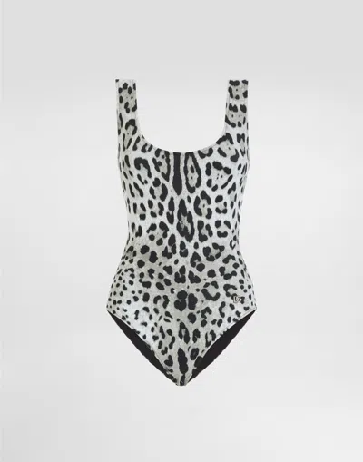 DOLCE & GABBANA LEOPARD-PRINT ONE-PIECE RACING SWIMSUIT