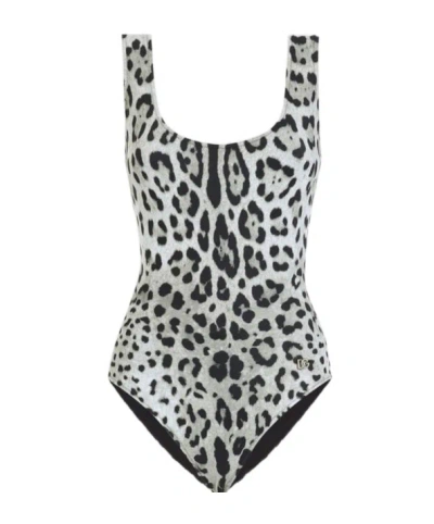 DOLCE & GABBANA DOLCE  GABBANA LEOPARD-PRINTED SCOOP NECK SWIMSUIT