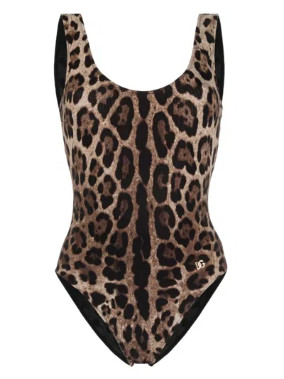 DOLCE & GABBANA LEOPARD-PRINT OPEN-BACK SWIMSUIT