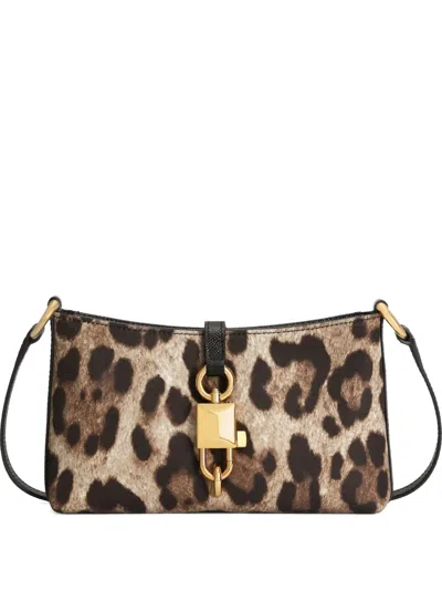 DOLCE & GABBANA LEOPARD-PRINT PADLOCK MINI CROSS BODY BAG