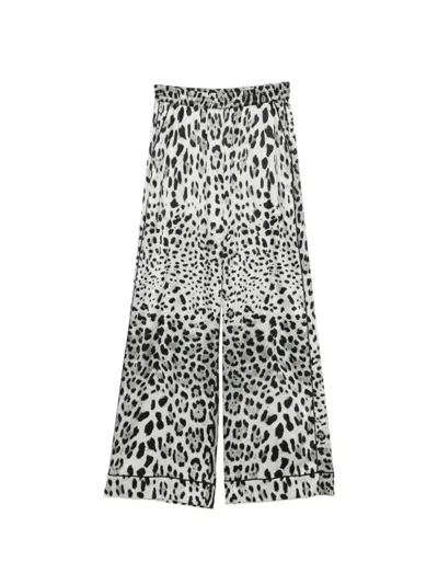 Dolce & Gabbana Leopard Motif Palazzo Pants Wide Leg In Animal Print
