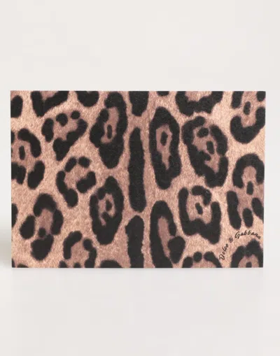 Dolce & Gabbana Leopard Print Paper Postcard Holder In Pink