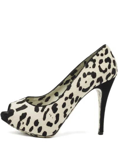 Pre-owned Dolce & Gabbana Leopard-print Peep-toe Pumps In Neutral