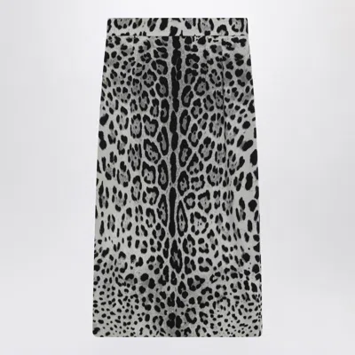 Dolce & Gabbana Leopard Print Pencil Skirt In Gray
