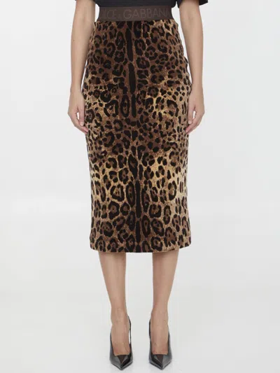 Dolce & Gabbana Leopard-print Pencil Skirt In Multicolor
