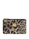 Dolce & Gabbana Leopard-print Dauphine Calfskin Card Holder In Brown