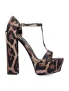 Dolce & Gabbana Keira Leopard Satin T-strap Platform Sandals In Leopard Print