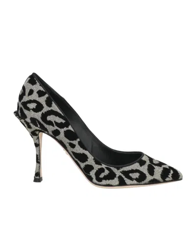 Dolce & Gabbana Leopard Print Pointed-toe Stilettos In Black