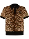 Dolce & Gabbana Leopard-print Polo Top In Brown