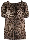 Dolce & Gabbana Short Sleeve Top In Poplin Leopard Print Clothing In Animal Print