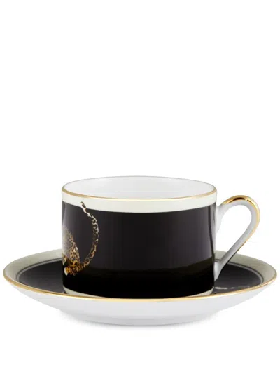 Dolce & Gabbana Teeservice Mit Leoparden-print In Black