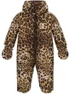 Dolce & Gabbana Leopard Logo-patch Ski Suit In Brown