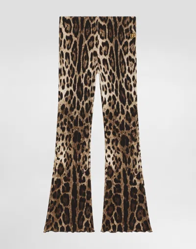 DOLCE & GABBANA LEOPARD-PRINT RIBBED TROUSERS