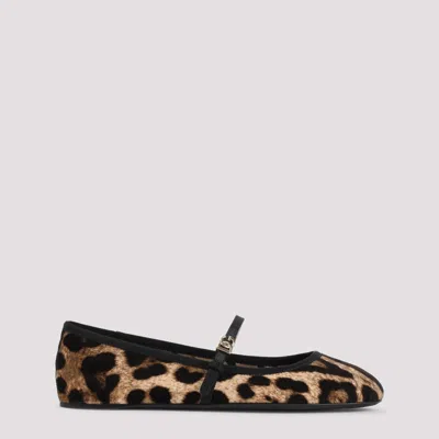 DOLCE & GABBANA LEOPARD PRINT ROUND TOE BALLET FLATS