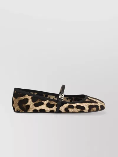 DOLCE & GABBANA LEOPARD PRINT ROUND TOE FLAT SOLE BALLERINAS