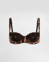 Dolce & Gabbana Leopard-print Satin Balconette Bra With Lace In Stampa Leo