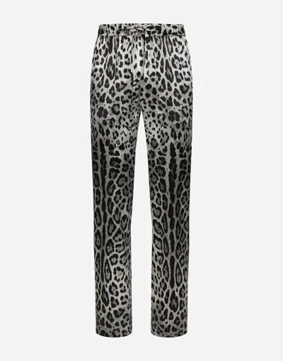 DOLCE & GABBANA LEOPARD-PRINT SATIN PANTS