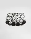 Dolce & Gabbana Leopard-print Satin Shorts With Lace Inserts In Print