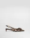 Dolce & Gabbana Leopard-print Satin Slingbacks In Print