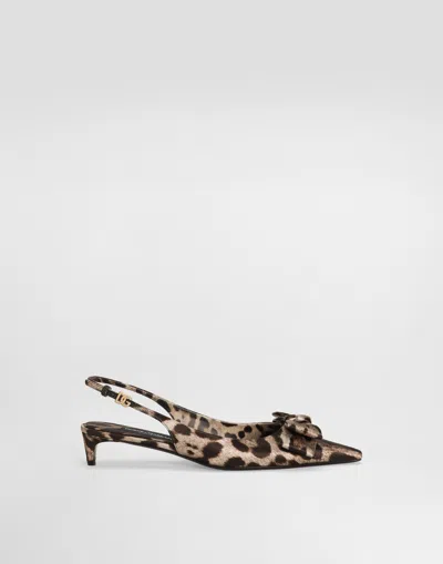 Dolce & Gabbana Leopard-print Satin Slingbacks