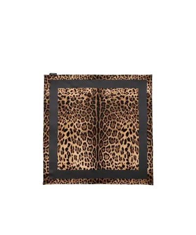 Dolce & Gabbana Leopard Print Scarf In Black
