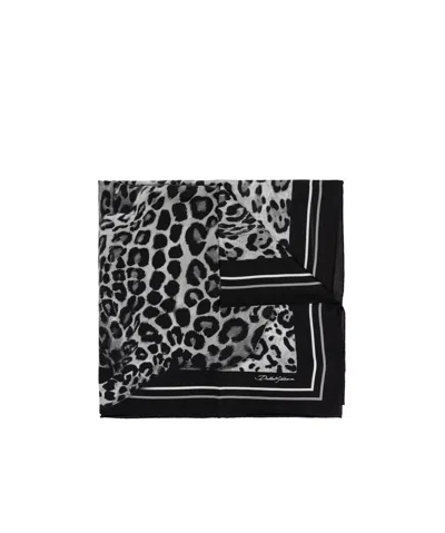 Dolce & Gabbana Leopard-print Scarf In Black