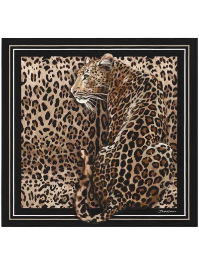 Dolce & Gabbana Leopard-print Scarf In Brown