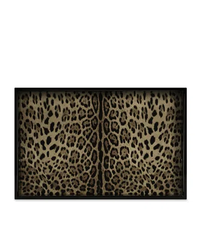 Dolce & Gabbana Leopard Print Serving Tray In Animal Print