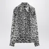Dolce & Gabbana Animal Print Button Down Blouse In Black