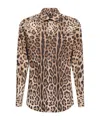 Dolce & Gabbana Leopard Print Silk Shirt In Nude