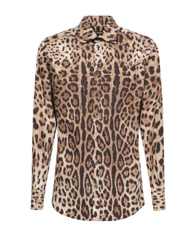 DOLCE & GABBANA DOLCE  GABBANA LEOPARD PRINTED SHIRT