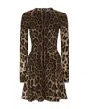 Dolce & Gabbana Leopard-print Short Dress In Black