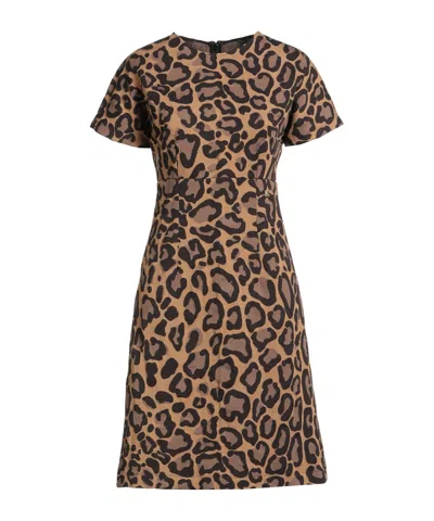 Dolce & Gabbana Leopard Print Short Sleeve Dress In Brown