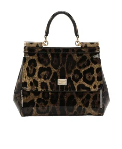 Dolce & Gabbana Leopard Print Sicily Tote In Animalier1