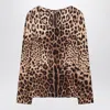 Dolce & Gabbana Dolce&gabbana Silk Blend Leopard Print T-shirt Women In Multicolor