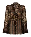 Dolce & Gabbana Leopard-print Chiffon Pussy-bow Shirt In Black