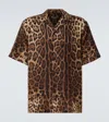 Dolce & Gabbana Leopard-print Silk Bowling Shirt In Brown