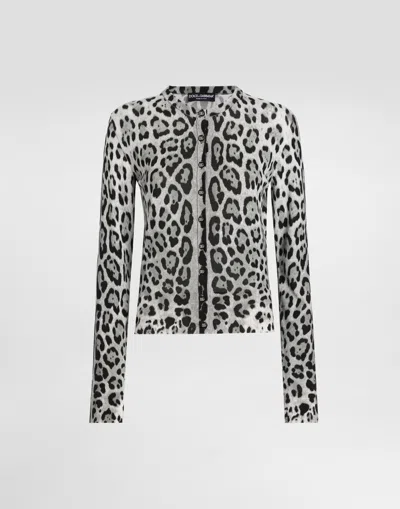 DOLCE & GABBANA LEOPARD-PRINT SILK CARDIGAN