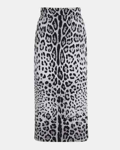 DOLCE & GABBANA LEOPARD-PRINT SILK CHARMEUSE MIDI SKIRT