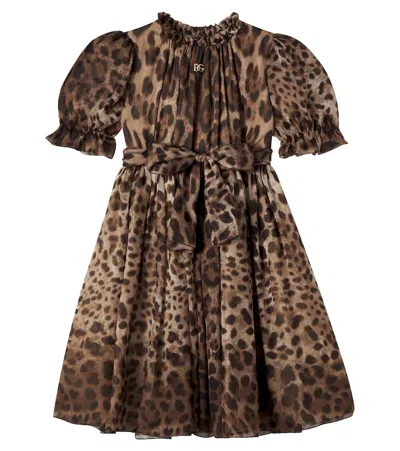 Dolce & Gabbana Kids' Leopard-print Silk Chiffon Dress In Animal Print