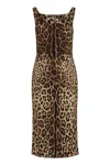 Dolce & Gabbana Short Leopard-print Charmeuse Dress In Brown