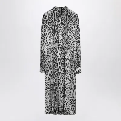 DOLCE & GABBANA LEOPARD PRINT SILK LONGUETTE DRESS