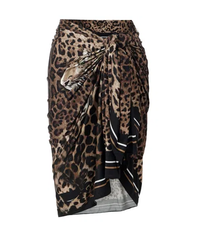 Dolce & Gabbana Leopard-print Silk Pareo In Animal Print