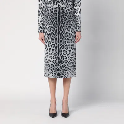 DOLCE & GABBANA LEOPARD PRINT SILK PENCIL SKIRT