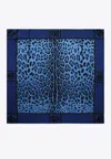 Dolce & Gabbana Leopard Print Silk Scarf In Blue