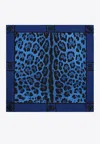 Dolce & Gabbana Leopard Print Silk Scarf In Blue