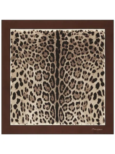 Dolce & Gabbana Leopard-print Silk Twill Scarf 50x50 In Green