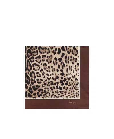 Dolce & Gabbana Leopard-print Silk Scarf In Nude