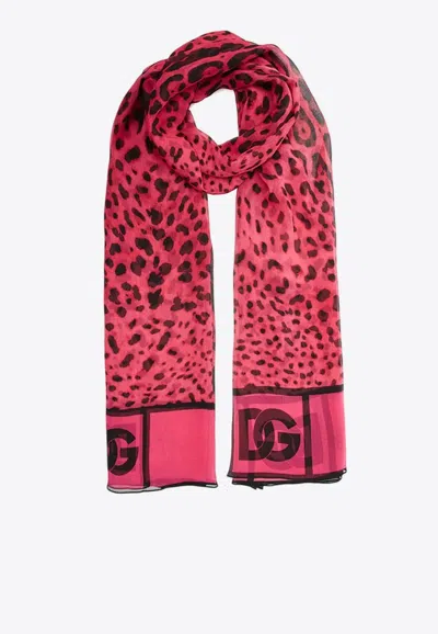 DOLCE & GABBANA LEOPARD PRINT SILK SCARF